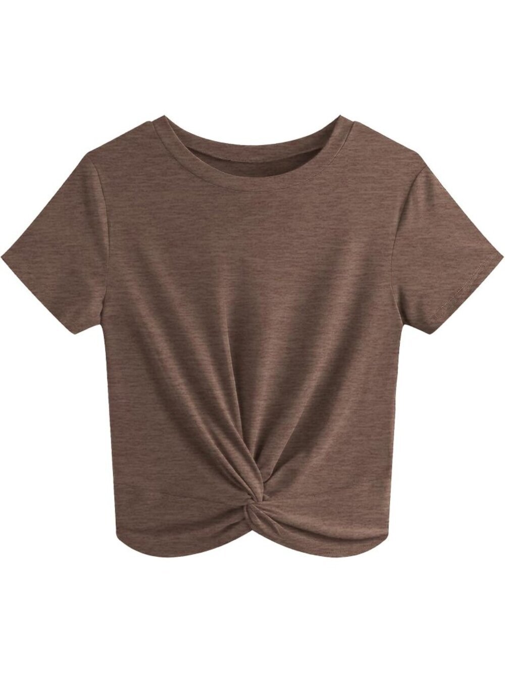 Women's T Shirt Coffee Summer Causal Short Sleeves Blouse Round Neck Crop Tops